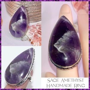 Sublime Sage Amethyst Gemstone Huge Handmade Ring